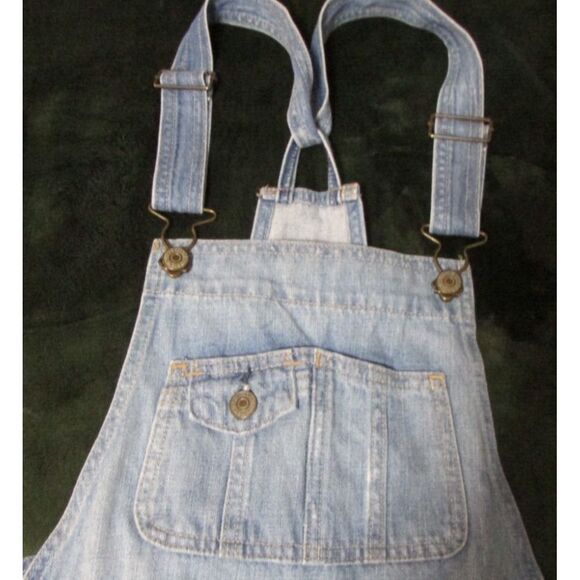 Abercrombie & Fitch Jean Overalls Shortalls Blue Denim Womens XS Distressed - Picture 5 of 9